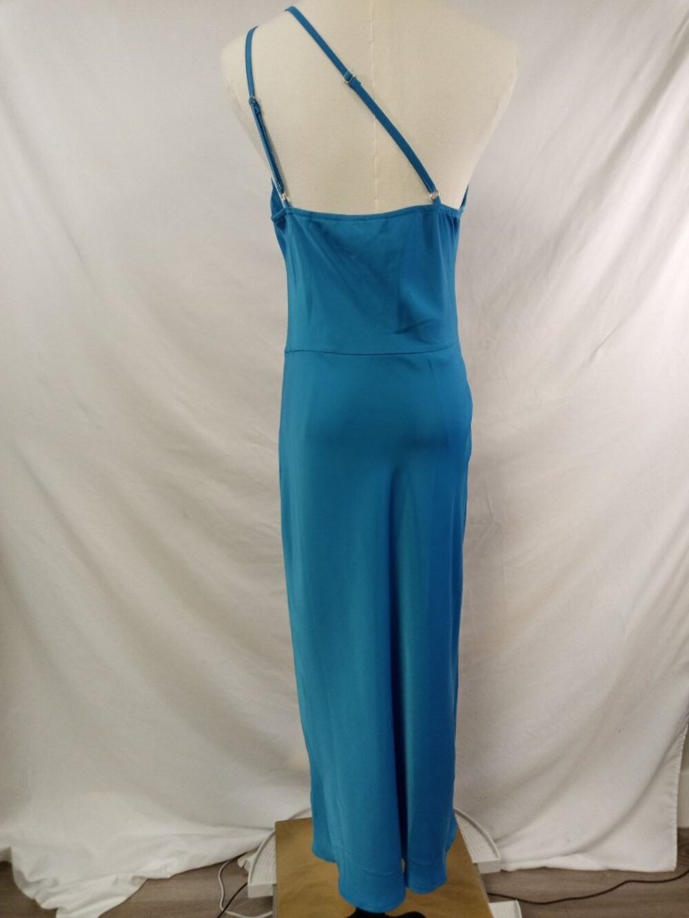 NWT Pretty Garden Women's Electric (Teal) Blue One Shoulder Mini Dress Size Sma - Picture 4 of 9